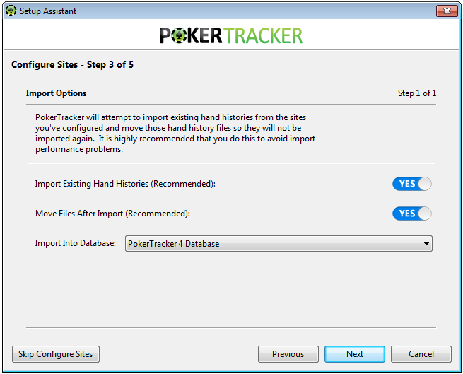 Initial Import Poker Tracker 4